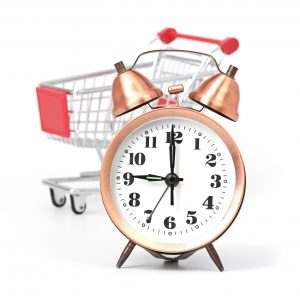 shopping cart with clock