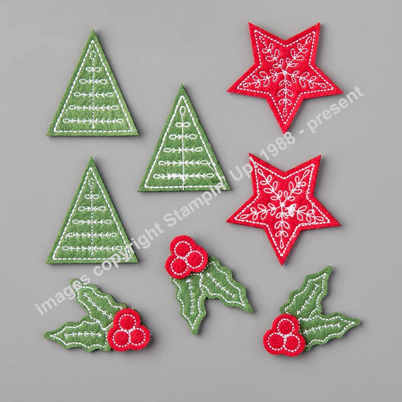 Stitched Felt Embellishments - included in October's Christmas Card Class Fee
