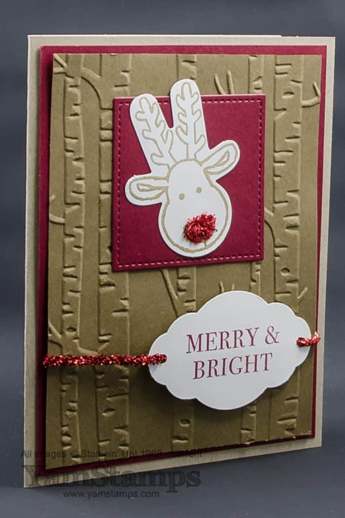 Mini Tinsel Trim Reindeer Card