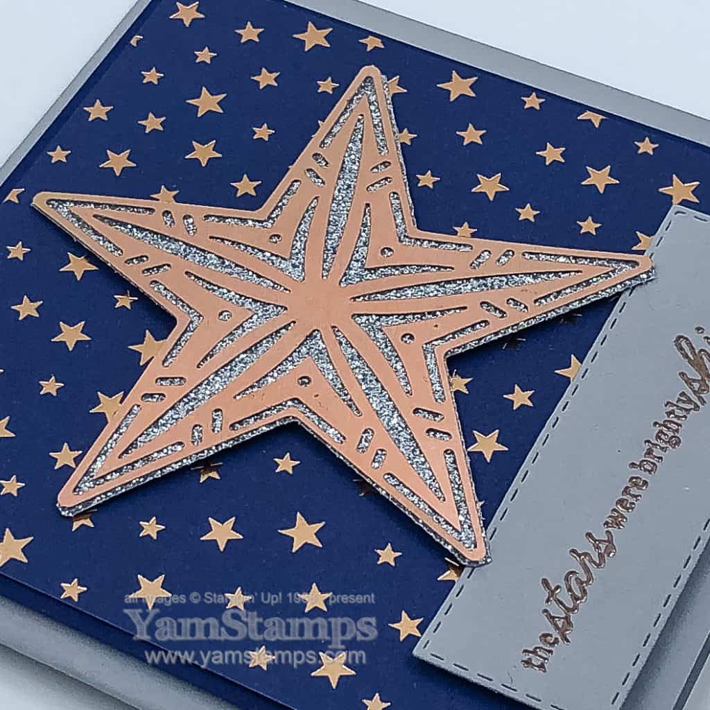 close up glittery star card