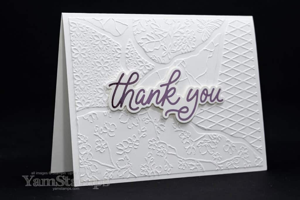 pink foiled thank you card